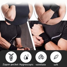 Set of 4 Sweatbands Sweatband Set, Bag Wristband Wallets, Sports Wrist Bag with Zip, for Outdoor Running, Cycling and Other Sports