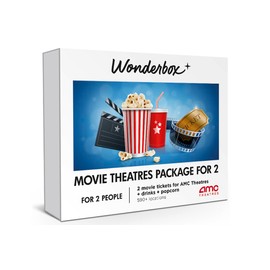 Wonderbox – AMC Movie Theatres® Tickets Package for 2 – 2 Tickets, 2 Drinks,1 Popcorn to Share – Original Gift Idea - Experience Gift - 600 Locations in The US
