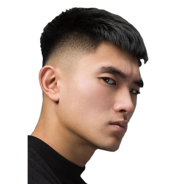 Dreambeauty Men's Partial Wig, Black, Men's, 100% Human Hair, Fully Hand Planted, Natural, Breathable, Artificial Skin (5.9 x 7.9 inches (15 x 20 cm), Short)