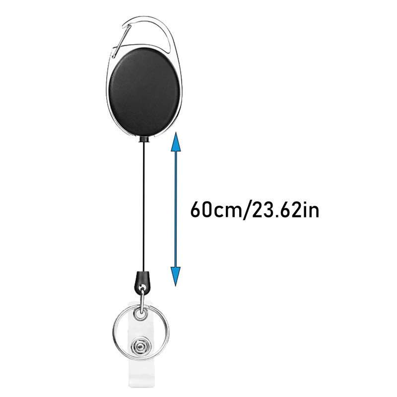 2Pcs Retractable Keyring Retractable Badge Reel Easy Pull Extendable Carabiner