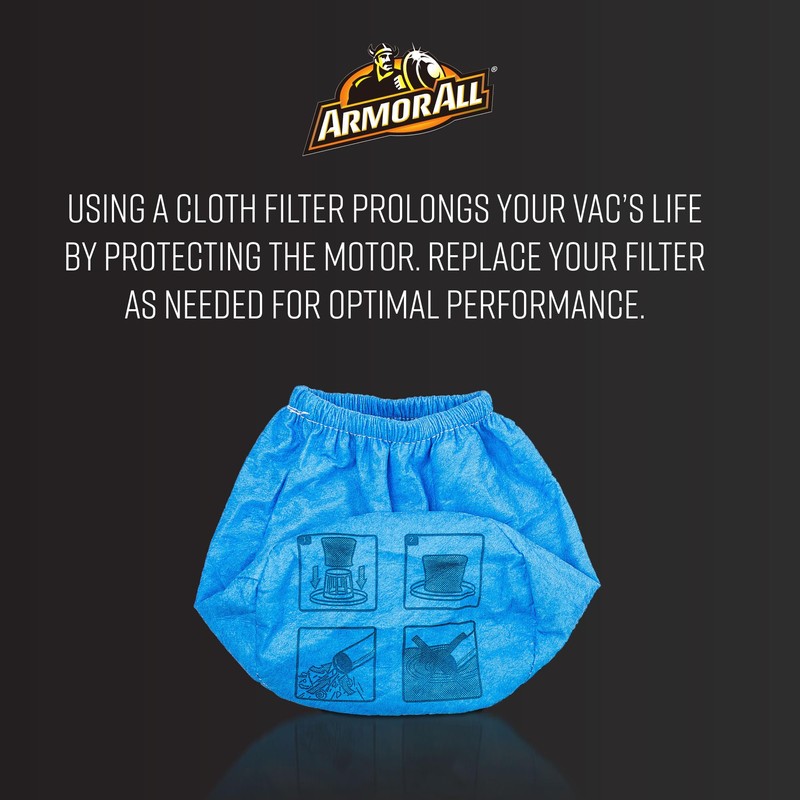 Armor All AARC2 Reusable Cloth Filter, Fits 2.5–4 Gallon Wet/Dry