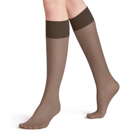 FALKE Women's Pure Matt 20 DEN W Kh Sheer Plain 1 Pair Knee-High Socks, Brown Brenda 5179, 5.5-8