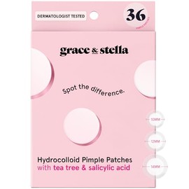 grace & stella Award Winning Multi-Size Pimple Patches for Face - Dermatologist Tested Acne Patches for Face - Hydrocolloid Patch for Breakouts, Whiteheads - Vegan Pimple Patch (Clear, 36 Pack)