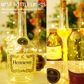 12 Packs 20 LEDs Wine Bottle Lights with Cork - Silver Wire Cork Lights Battery Operated Fairy Mini String Lights for DIY, Christmas,Valentine Day,Wedding Party Decor (Warm White)