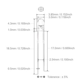 Chanzon 100pcs (10 Colors x 10pcs) 3mm LED Diode Lights Assortment (Clear Transparent Lens) Emitting Lighting Bulb Lamp Assorted Kit Variety Colour Warm White Red Yellow Green Blue Orange UV Pink