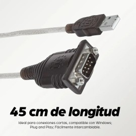 Convertidor USB a Serie RS232 DB9 45cm Negro Manhattan 205153