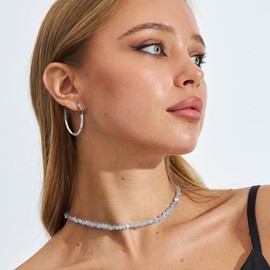 MOROTOLE Hoop Earrings for Women, Sterling Silver Earrings for Women Hypoallergenic Earrings for Women Aretes de Plata 925 para Mujer Big Large Silver Hoop Earrings Thin Silver Hoop Earrings 40mm