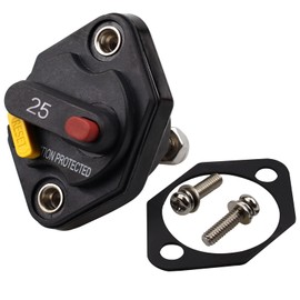 JIAKUPA 12V 24V 32V DC Panel Mount Circuit Breaker 25A with Manual Reset Button Switchable for Auto Truck RV Marine Trailer Car Marine Boat Trolling Motors