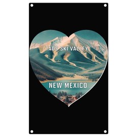 Taos Ski Valley New Mexico Travel Souvenir Destination Metal Sign 9 x 15 Heart Design