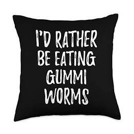 Love Candy Dessert Designs & Gift Studio I'd Rather Be Eating Worms Gummy Candy Funny Throw Pillow, 18x18, Multicolor