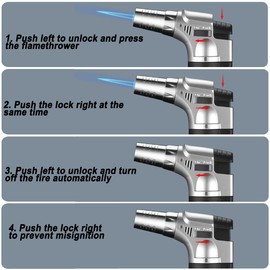 2 Pack Butane Torch Blow Torch, Refillable Torch Lighter, Kitchen Cooking Torch with Lock Adjustable Flame for BBQ, Brulee Creme, Baking(Butane Gas not Included)