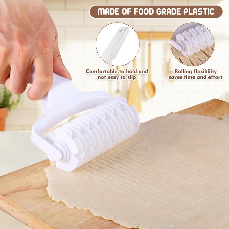 2 Pcs Lattice Pastry Cutters, Pizza Dough Pasta Cutter Wheel