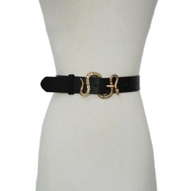 Ro Rox Severus Faux Leather Gold Snake Buckle Punk Mythical Legendary Belt, Silver