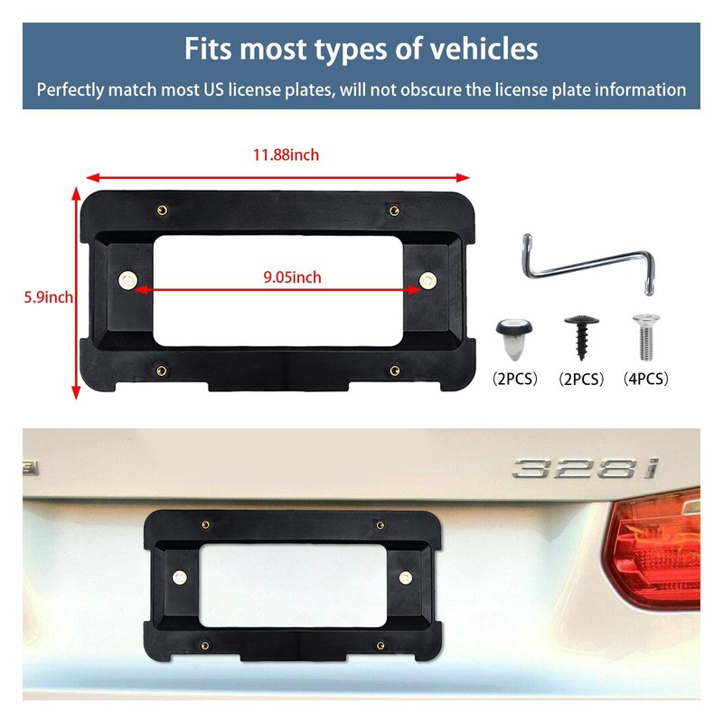 Rear License Plate Bracket Holder, Rustproof Car License Plate Frame