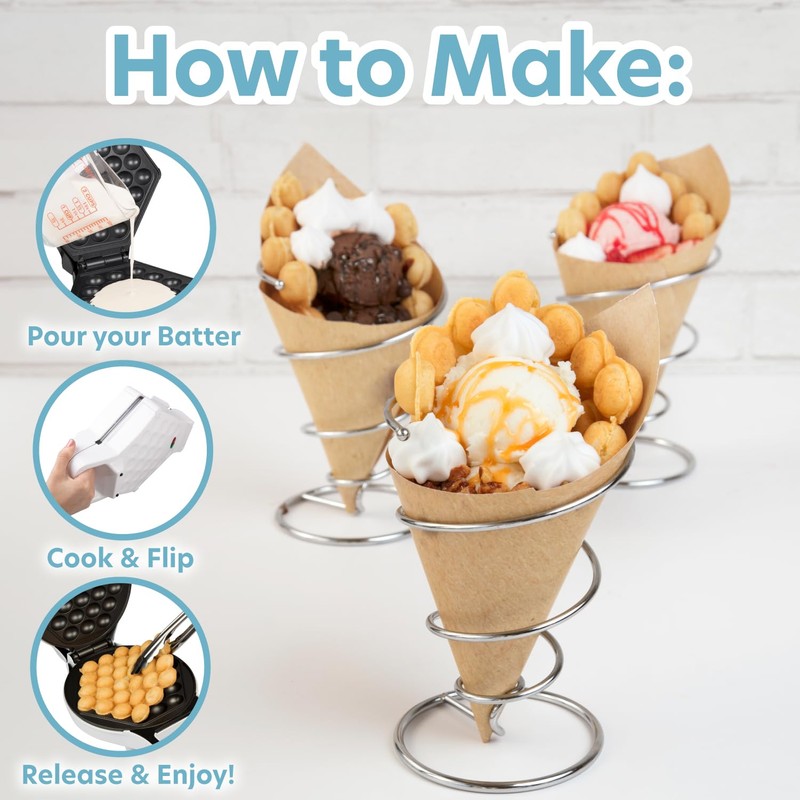 Bubble Waffle Maker- Electric Nonstick Hong Kong Egg Waffler Iron