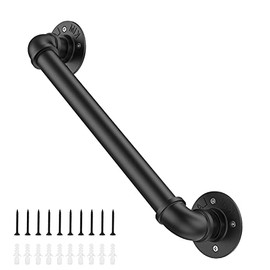 Willstar 3FT Industrial Staircase Handrail Non-Slip Pipe Bar Foot Rail Wall Mount Stair Rail Vintage Grab Bar for Steps Black Iron Pipe Handrail for Outdoor Indoor Stairs Loft Porch Hand Rail (3ft)