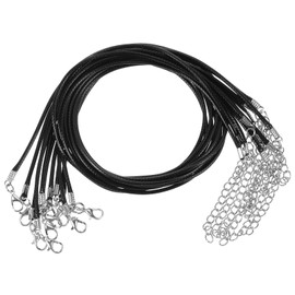 Leather Necklace Cord, 10 Pcs Black Cord Necklace Waxed Rope Necklace Cords for Pendants with Lobster Claw Clasp for Jewelry Making, Necklace, Bracelets, Beads, Charms (2mm, 50cm)