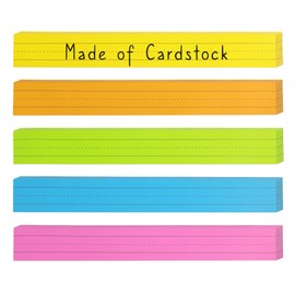 Chell Colored Sentence Strips Cardstock, Pack of 100, 3” x 24” Rainbow Color Word Learning Strips Handwriting Practice Tools for Teachers, Classroom and Office, 5 Colors