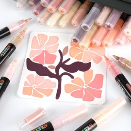 NICETY 32 Colors Acrylic Paint Markers, Paint Pens Brush Tip Water-Based Acrylic Markers for Rock Painting Stone Wood Ceramic (Skin)