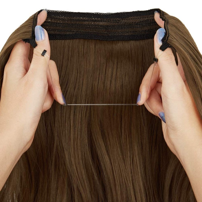 Hair Extensions with Invisible Transparent Wire Curly Wavy Hidden Secret