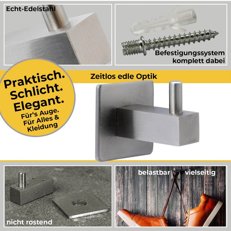 Neuhall 4 x Wall Hooks, Coat Hooks, Wall Towel Hooks,
