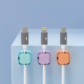 Clearhill (6-Pack) Magnetic Cable clamp, Versatile Cable Manager, Universal Compatibility with Charging Cables. Suitable for Easy Integration into Office, Home and car setups, White (Black)