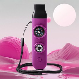 Multifunctional Survival Emergency Whistle for Kids with Compass Hiking Survival, Thermometer & Neck Lanyard | Emergency Safety Gear for Hiking, Camping, Kayaking, Boating, Climbing（Rose Purple）
