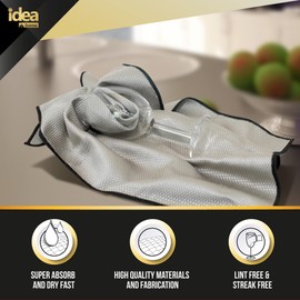 Idea Home - Paño de limpieza de microfibra de alta calidad, ultra absorbente, sin rayas y pelusas, gran toalla de secado de vidrio pulido de 16 x 24 pulgadas (paquete de 2)