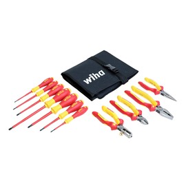 Wiha 32986 Insulated Industrial Pliers/Drivers Set in Roll Out Pouch, 11-Piece