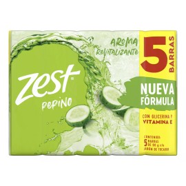 Zest Jabón En Barra Pepino Y Sábila Limpieza Profunda Para Una Piel Visiblemente Saludable Y Revitalizada Con Glicerina Y Aceites Esenciales 5 X 90 G