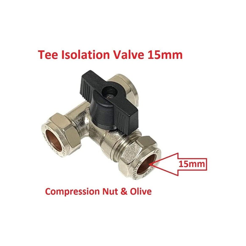 hep® 15mm Large Bore Tee Isolation Valve Chrome Plated Full
