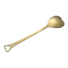 Alipis Heart Shaped Coffee Spoon Stainless Steel Dessert Spoon Long Handle Teaspoon Stirring Spoon Espresso Spoons Sundae Ice Cream Spoon for Home Kitchen Party Golden