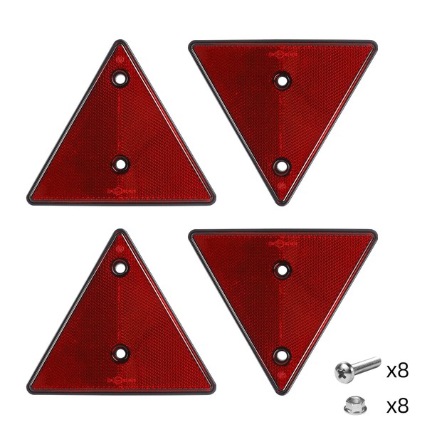 AOHEWEI 4 x Red Rear Reflectors Triangle Reflective Trailer Screw