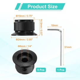 MECCANIXITY 5Pcs Aluminium Potentiometer Knobs 1/4" Volume Tone Control Top Hat Knobs for Guitar Instruments Audio Mixer Amplifier with Polished Edge and Indicator Black