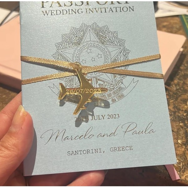 Super Cool Creations Aeroplane Shaped Invitation Bespoke Engraved Wedding/Party Charms