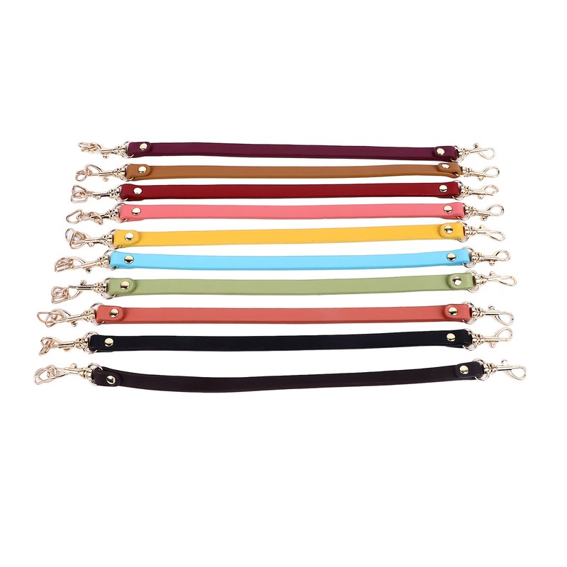10Pcs Leather Bag Handles 12.2in Long 0.4in Wide Cattlehide Metal