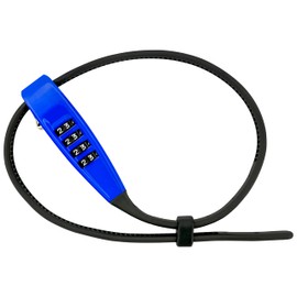 OKG 4-Digit Combination Zip Tie Lock - Anti-Scratch Stainless Steel Cable Bike Lock with Resettable Code, Secure Helmets, Skis, Prams, Luggage, Cabinet, French Doors, and More (Blue)