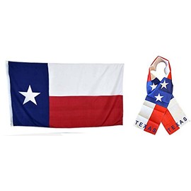 AES Wholesale Combo Set State of Texas TX 3x5 3’x5’ Flag and 8"x60" Scarf Fade Resistant Double Stitched Premium Penant House Banner Grommets