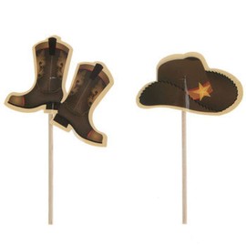 Wild West Cupcake Decor - Decorate 24 Cupcakes with Cowboy Boot and Hat Picks!