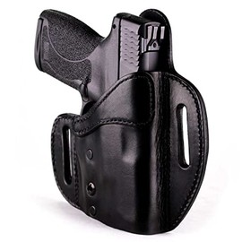 Lock Leather URBAN CARRY - Hybrid OWB (Pancake) Molded Outside Waist Open/Conceal Carry Holster - Leather w/Kydex Advantage! (Black, #212 - Right Hand)