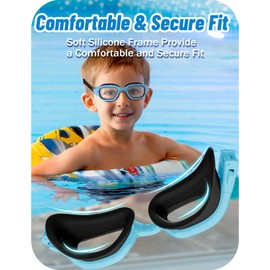 Vvinca Kids Swim Goggles, Swimming Goggles for Toddlers Kids 3-14 Outer-Eye Fit Anti-Fog UV Protection No Leak Soft Liquid Silicone Seal Anti Shattered Lens Pool Glasses for Boys Girls Teens Gift