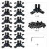 12pcs Black 2020 Series 3-Way End Mount Connectors, Screws +