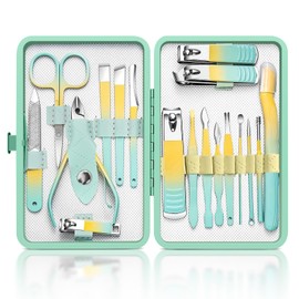 UNUSVERUM Manicure Set 18PCS Professional Nail Care Kit, Stainless Steel Pedicure Care Tools with Travel Case, Nail Clipper Set Gift for Women Wife Parents