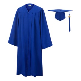 SAMDEEMI Unisex Adult Matte Graduation Gown Cap Tassel Set 2024&2025 for High School and Bachelor, royal 39"