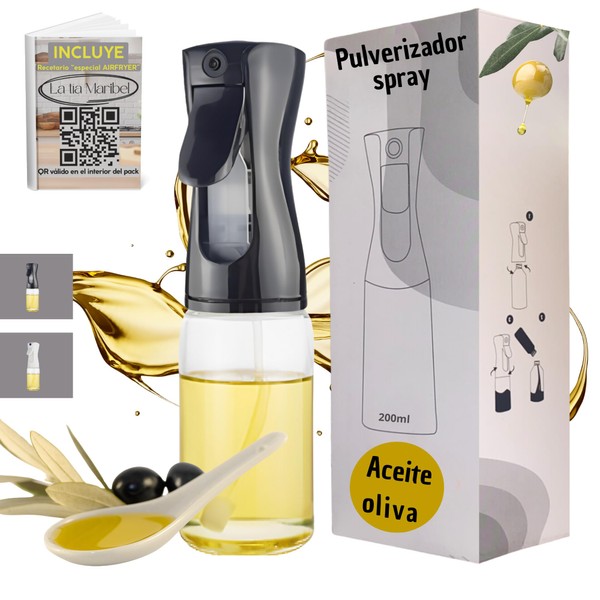 Öl-Sprühflasche, 200 ml, für Luftfritteuse und Küche, Mehrzweck-Sprühflasche, Kunststoff, für