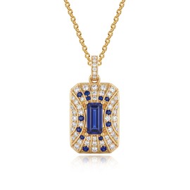 Fettero Gold Charm Necklaces for Women, 14K Gold Plated Pendant Necklace Non Tarnish Gold Chain CZ Dog Tag Jewerly for Statemetn Party Necklace