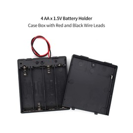 4 AA Battery Holder with ON/Off Switch Wire Leads and Screw Cap Case Back Cover Spring Clip Storage Box 4X 1.5V 6V Volt Connection Bundle Batteries Holder Cell Charger Cord Cable Wire (3-Pack)