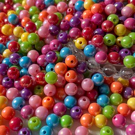 ANCADN 1000pcs Acrylic Beads Round AB Color Assorted Plastic Circle Beads Cute Rainbow Colorful Bulk Beads for Jewelry Bracelets Necklace Making (ab-deepbeads)