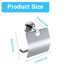 Toilet Paper Holder with Cover Wall Mounted Toilet Paper Roll Holder, Rustproof Bathroom Washroom Tissue Roll Holder with Shelf, Toilet Paper Roll Dispenser