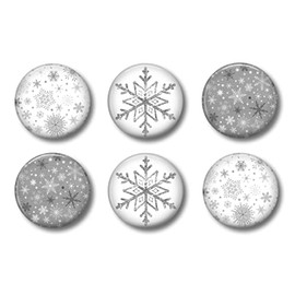 Farmhouse Christmas Gray Snowflake Locker Fridge Magnets - Set of 6 - Winter Decor - Cute Whiteboard Refrigerator Magnets for Home School or Office